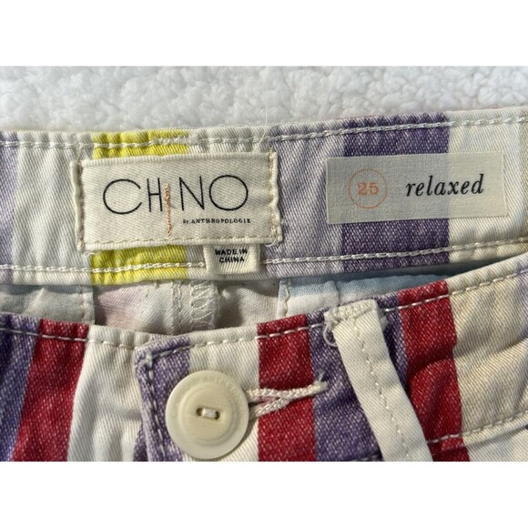 Chino by Anthropologie Shorts Womens Sz 25 Striped Relaxed Preppy Breathable - Picture 2 of 12
